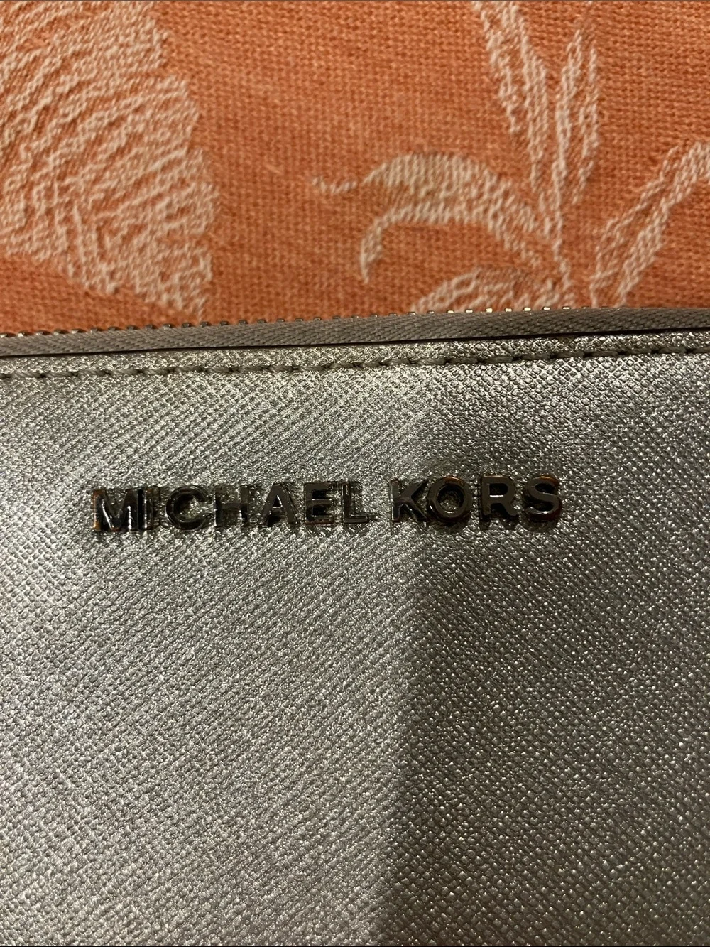 Michael Kors Metallic Silver Zip Wristlet Wallet